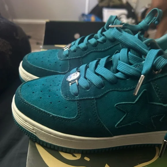 Bape Blue Sneakers Suede Upper Timeless Appeal